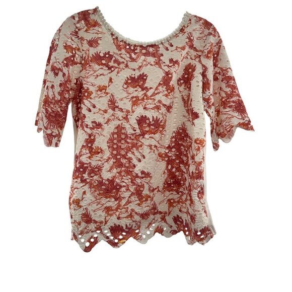 Porridge Women's Eyelet Lace Top Short Sleeve Size Small - Picture 1 of 9